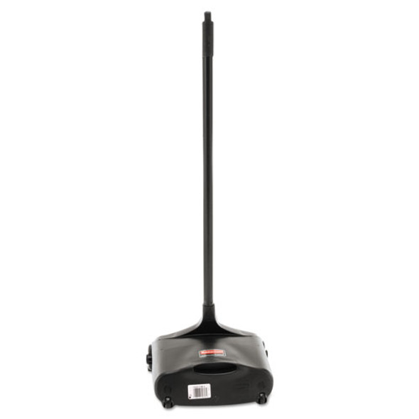 Lobby Pro Upright Dustpan with Wheels, 12.5w x 37h, Polypropylene with Vinyl Coat, Black