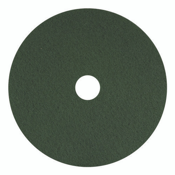 Scrubbing Pads, 12" Diameter, Green, 5/Carton