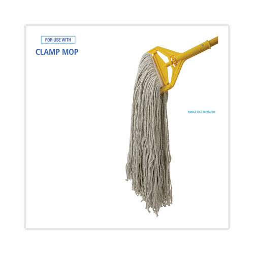 Mop Head, Premium Standard Head, Cotton Fiber, 32oz, White, 12/Carton