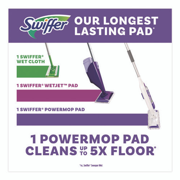 PowerMop Mopping Pads, 15.4 x 5.3, White/Purple. 11/Pack