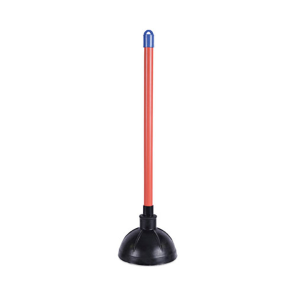 Toilet Plunger, 18" Plastic Handle, 5.63" dia, Red/Black, 6/Carton