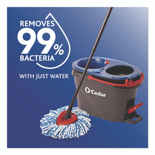 EZWring RinseClean Spin Mop System, Blue/White Microfiber Head, Up to 51" Adjustable Red/Gray Handle