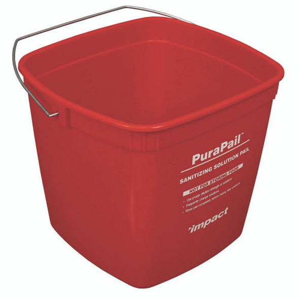 PuraPail Sanitizing Bucket, 6 qt, Polyethylene, Red