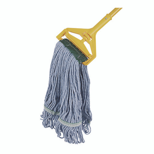 Cleaning Kit, Medium Blue Cotton/Rayon/Synthetic Head, 60" Natural/Yellow Wood/Metal Handle