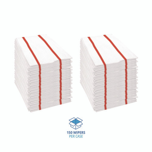 Antimicrobial Foodservice Wipers, 1-Ply, 12 x 21, Red/White, 150/Carton