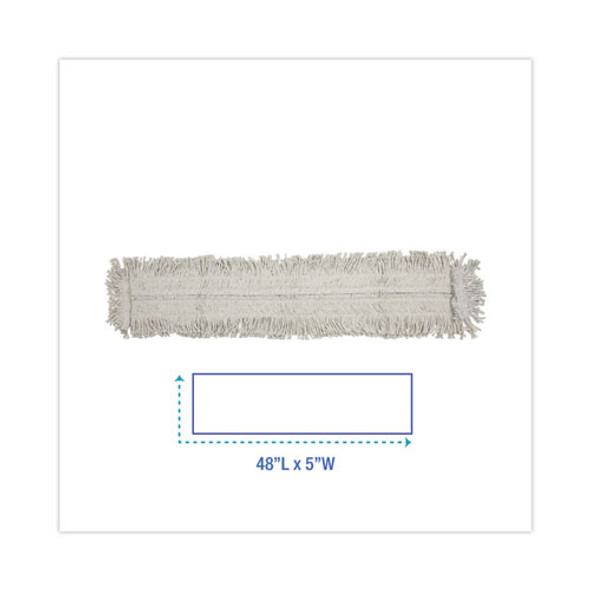 Mop Head, Dust, Disposable, Cotton/Synthetic Fibers, 48 x 5, White