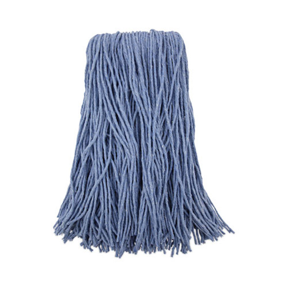 Mop Head, Standard Head, Cotton/Synthetic Fiber, Cut-End, #24, Blue, 12/Carton