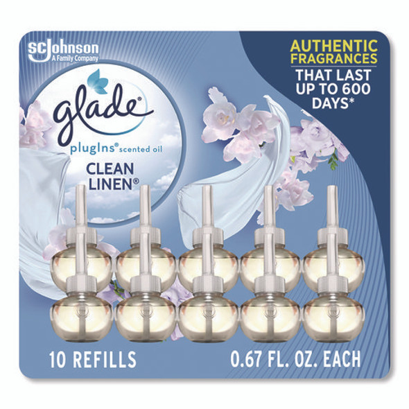 Plugins Scented Oil Refill, Clean Linen, 0.67 oz, 10/Pack
