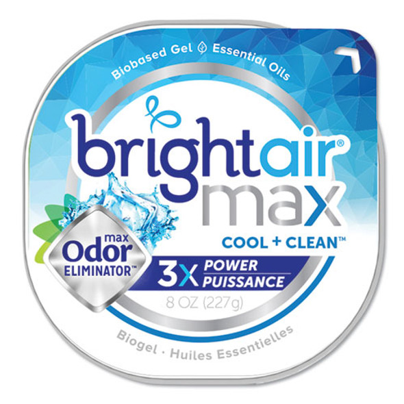 Max Odor Eliminator Air Freshener, Cool and Clean, 8 oz Jar, 6/Carton