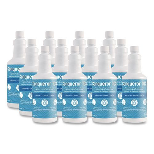 Conqueror 103 Odor Counteractant Concentrate, Lemon, 32 oz Bottle, 12/Carton