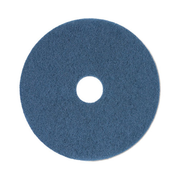 Scrubbing Floor Pads, 20" Diameter, Blue, 5/Carton