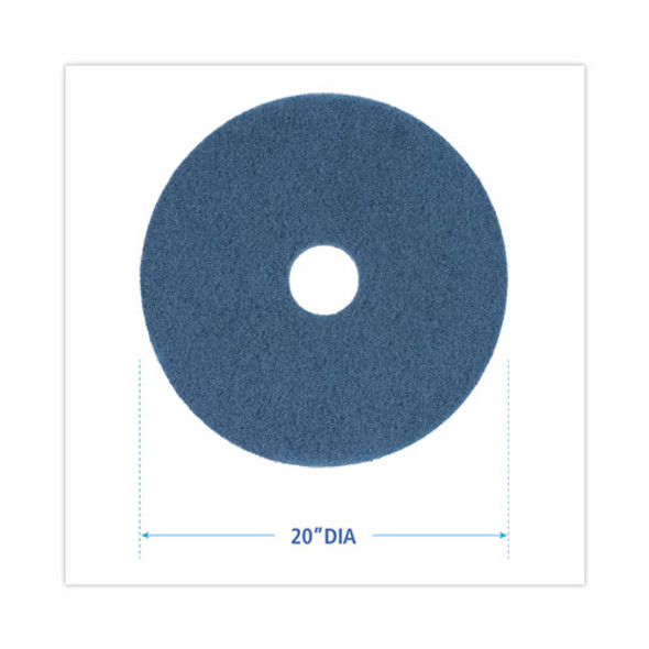 Scrubbing Floor Pads, 20" Diameter, Blue, 5/Carton