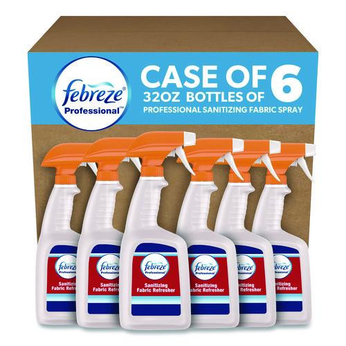 Professional Sanitizing Fabric Refresher, Light Scent, 32 oz Spray Bottle, 6/Carton