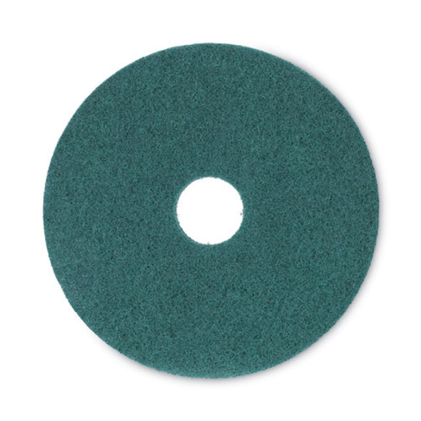 Heavy-Duty Scrubbing Floor Pads, 16" Diameter, Green, 5/Carton