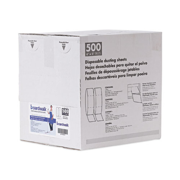 TrapEze Disposable Dusting Sheets, 5" x 125 ft, White, 250 Sheets/Roll, 2 Rolls/Carton