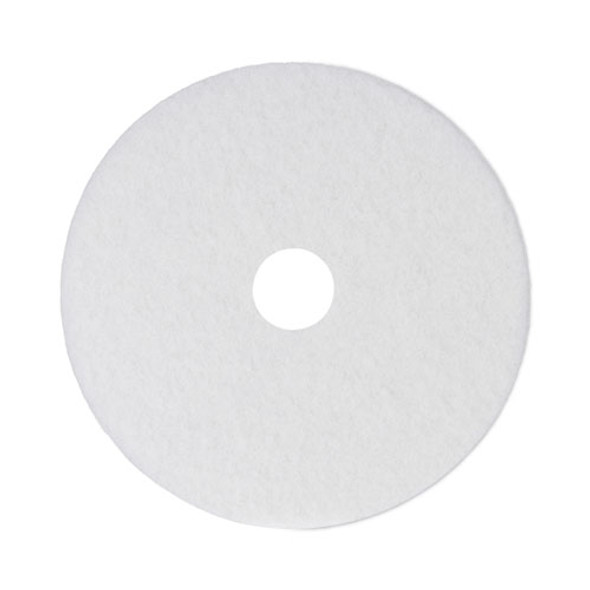 Polishing Floor Pads, 14" Diameter, White, 5/Carton