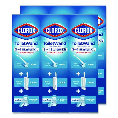 ToiletWand Disposable Toilet Cleaning System: Handle, Caddy and Refills, White, 6/Carton