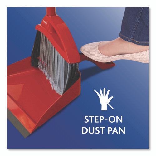 PowerCorner Pet Pro Broom and Step-On Dust Pan, 48" Handle, Red/Black/Gray