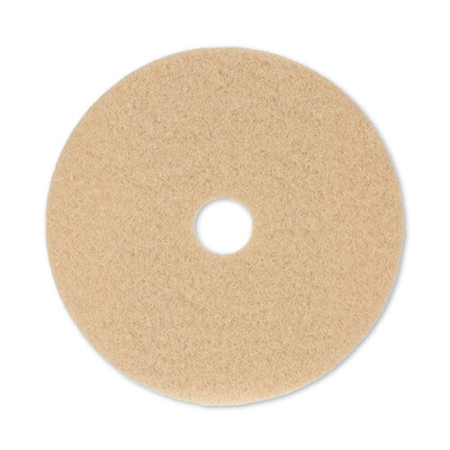 Burnishing Floor Pads, 20" Diameter, Tan, 5/Carton