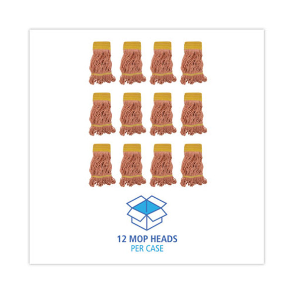 Super Loop Wet Mop Head, Cotton/Synthetic Fiber, 5" Headband, Small Size, Orange, 12/Carton