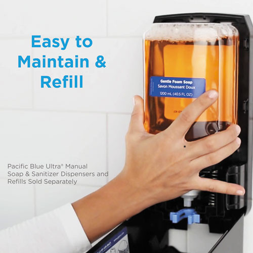 Pacific Blue Ultra Foam Hand Sanitizer Refill For Manual Dispensers, 1,000 mL, Fragrance-Free, 4/Carton