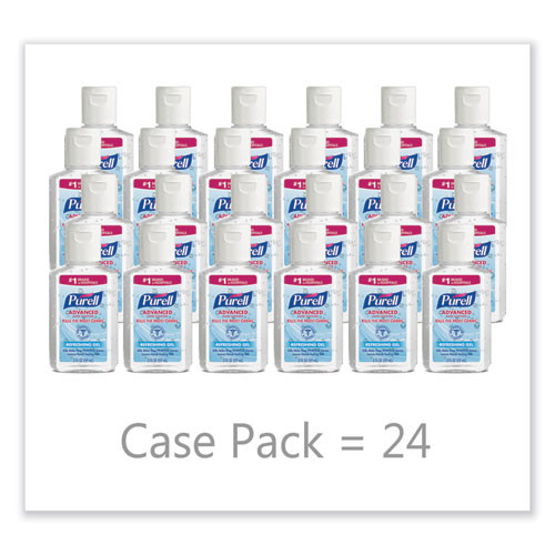 Advanced Hand Sanitizer Refreshing Gel, 2 oz, Flip-Cap Bottle, Clean Scent, 24/Carton