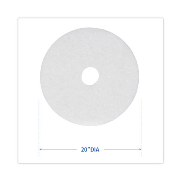 Polishing Floor Pads, 20" Diameter, White, 5/Carton