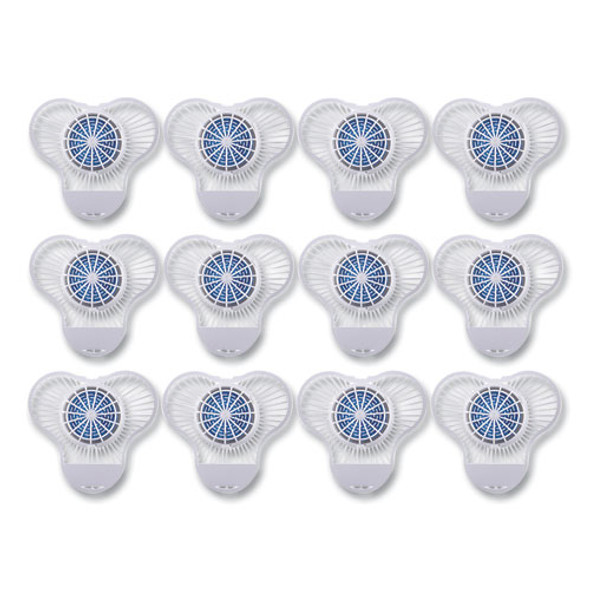 Urinal Screen with Non-Para Deodorizer Block, Green Apple Scent, 3.25 oz, Blue/White, 12/Box Urinal Screen with Non-Para Deodorizer Block, Green Apple Scent, 3.25 oz, Blue/White, 12/Box