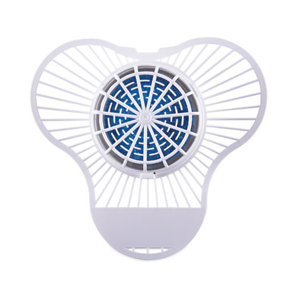 Urinal Screen with Non-Para Deodorizer Block, Green Apple Scent, 3.25 oz, Blue/White, 12/Box Urinal Screen with Non-Para Deodorizer Block, Green Apple Scent, 3.25 oz, Blue/White, 12/Box