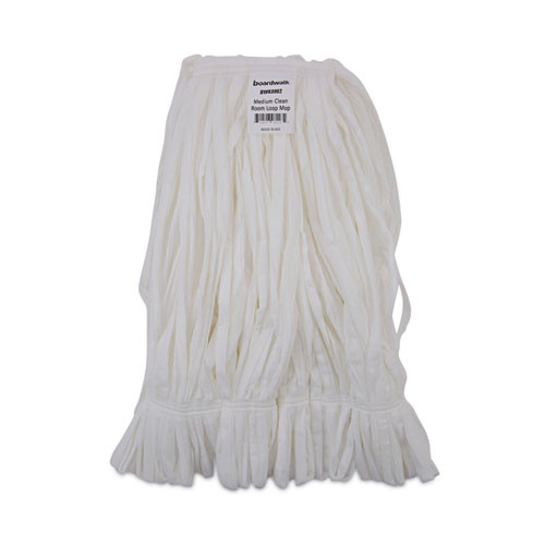Mop Head, Looped, Enviro Clean With Tailband, Medium, White, 12/Carton