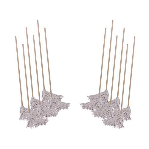 Cotton Deck Mop, #16 White Cotton Head, 50" Wood Handle, 12/Carton