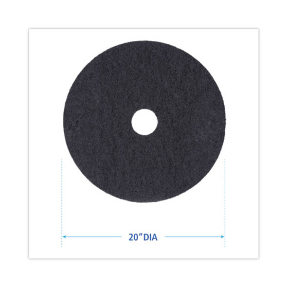 Stripping Floor Pads, 20" Diameter, Black, 5/Carton