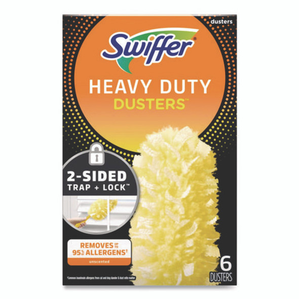 Heavy Duty Dusters Refill, Dust Lock Fiber, Yellow, 6/Box, 4 Boxes/Carton