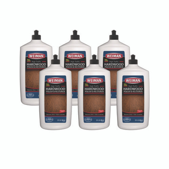 High Traffic Hardwood Polish and Restorer, 32 oz Squeeze Bottle, 6/Carton