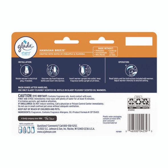 Plugins Scented Oil Refill, Hawaiian Breeze, 0.67 oz, 7/Pack