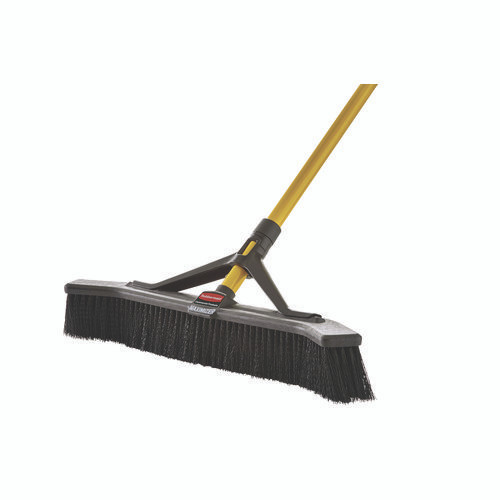 Maximizer Push-to-Center Broom, Poly Bristles, 36 x 58.13, Steel Handle, Yellow/Black