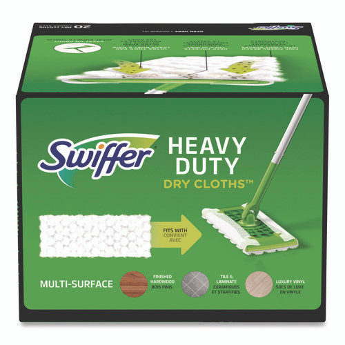 Heavy-Duty Dry Refill Cloths, 10.3 x 7.8, White, 20/Pack, 4 Packs/Carton