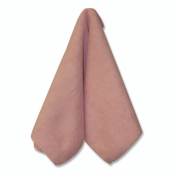 Premium Weight Microfiber Dry Cloths, 16 x 16, Pink, 12/Pack