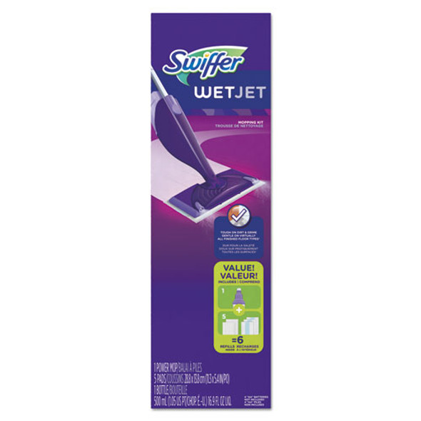 WetJet Mop, 11 x 5 White Cloth Head, 46" Purple/Silver Aluminum/Plastic Handle