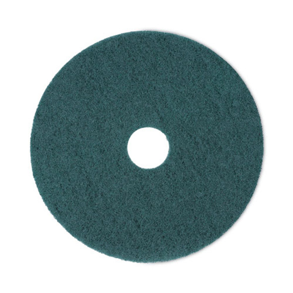 Heavy-Duty Scrubbing Floor Pads, 18" Diameter, Green, 5/Carton