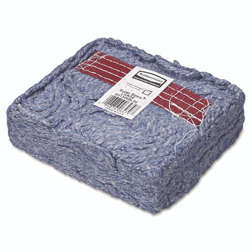 Super Stitch Blend Mop Head, Cotton/Synthetic, Large, 1" Red Headband, Blue, 6/Carton