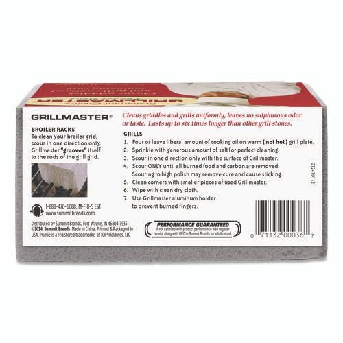 Grillmaster Griddle and Grill Cleaning Brick, 5.75 x 2.75, Gray, 12/Carton