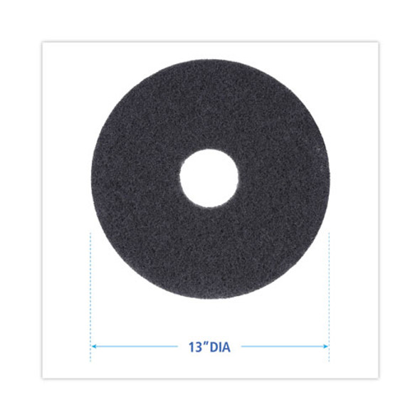 Stripping Floor Pads, 13" Diameter, Black, 5/Carton