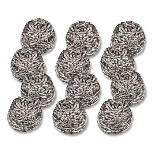 Stainless Steel Scrubber, Silver, 12/Carton