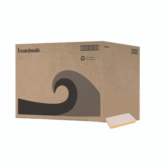 Light-Duty Scrubbing Sponge, Individually Wrapped, 3.6 x 6.1, 0.7" Thick, Yellow/White, 20/Carton