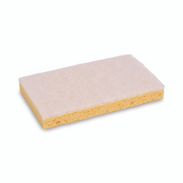 Light-Duty Scrubbing Sponge, Individually Wrapped, 3.6 x 6.1, 0.7" Thick, Yellow/White, 20/Carton