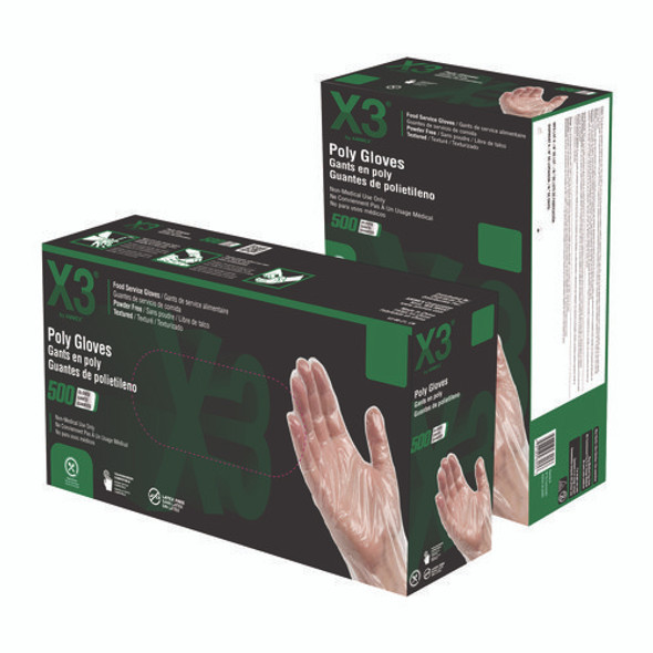 Poly Food Safe Industrial Gloves, Large, Clear, 500/Box