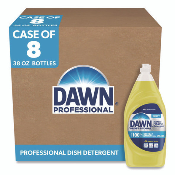 Manual Pot/Pan Dish Detergent, Lemon, 38 oz Bottle, 8/Carton
