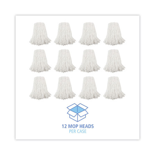 Premium Cut-End Wet Mop Heads, Rayon, 16oz, White, 12/Carton