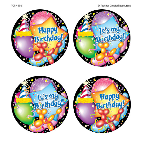 Happy Birthday Wear 'Em Badges, 32 Per Pack, 6 Packs